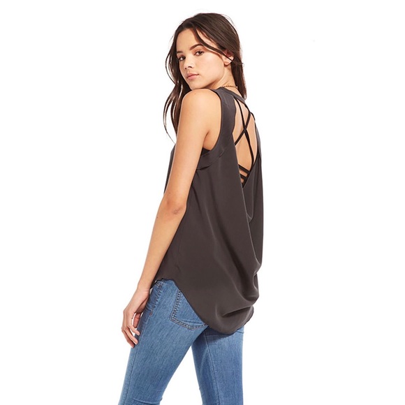 Chaser Tops - NWT Chaser silk drape back muscle shirt Chaser Tops - NWT Chaser silk drape back muscle shirt